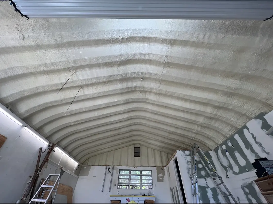Spray polyurethane foam applied to the underside of a metal roof deck in East Stroudsburg